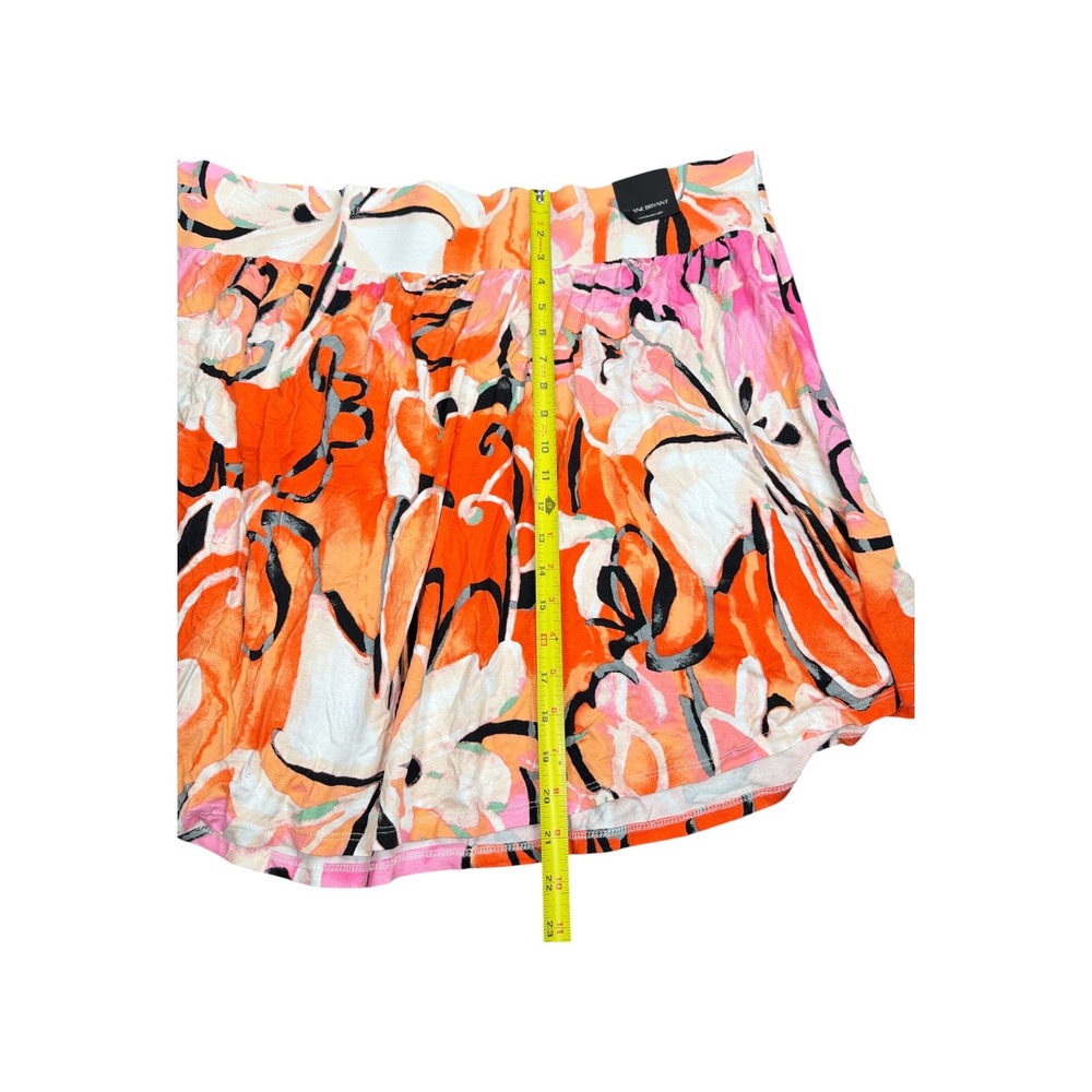 Lane Bryant Pink Orange Abstract Floral Smocked Waist Mini Skirt Plus 26/28R - Picture 5 of 5